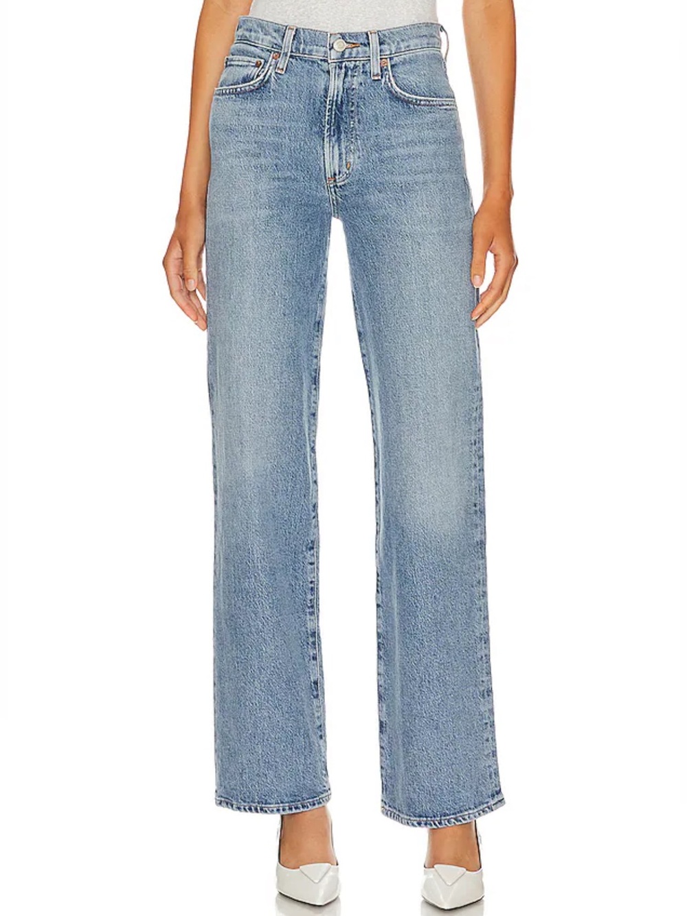 Harper Mid Rise Relaxed Straight Jeans in Flash
